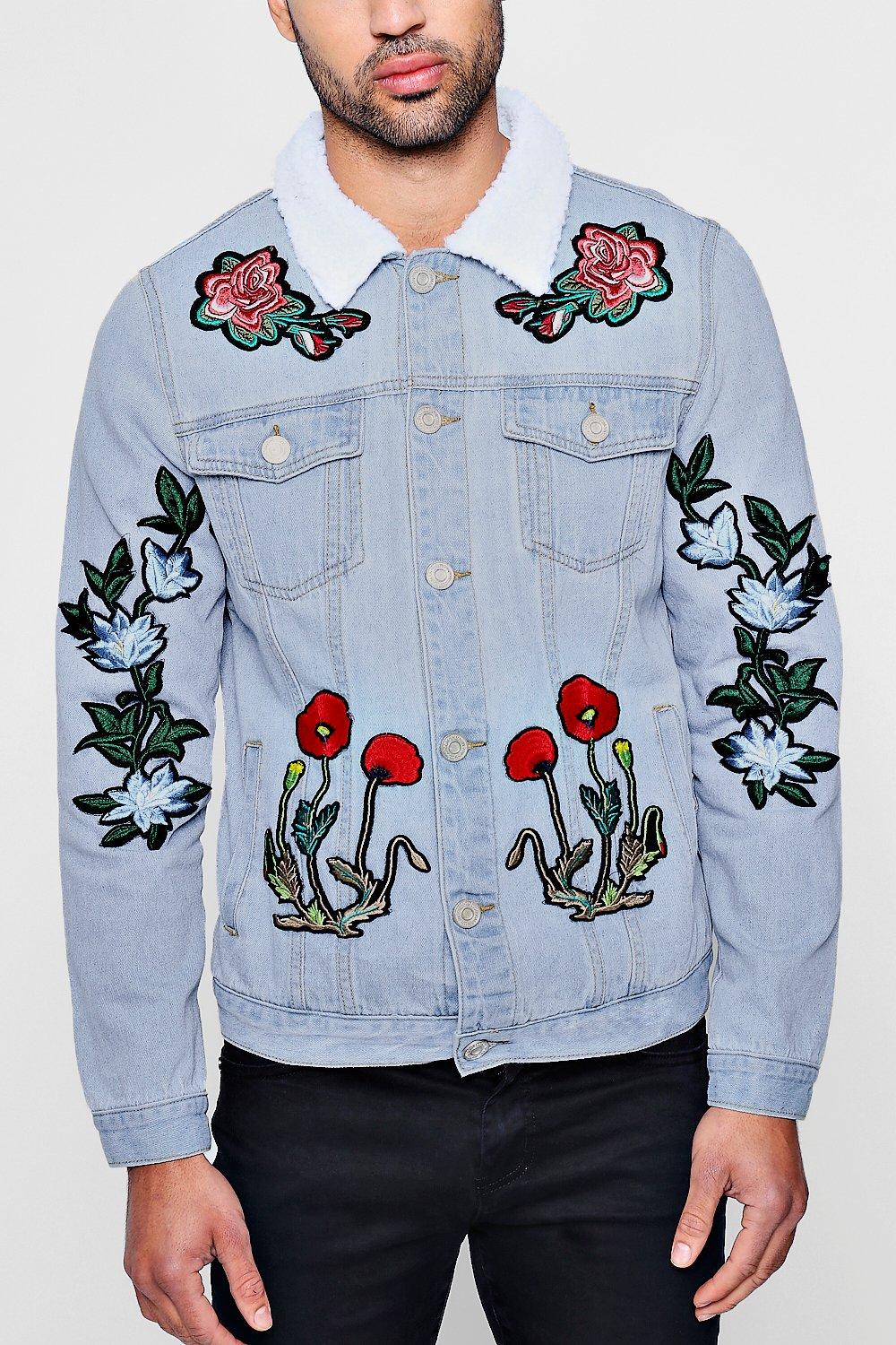 Floral jean outlet jacket mens